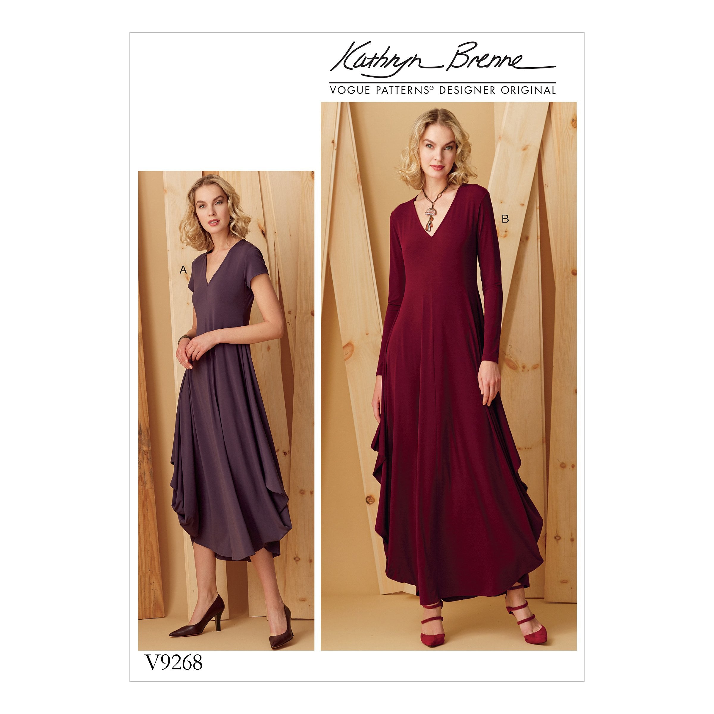 Vogue Pattern 9268 Knit, V-Neck, Draped Dresses | Kathryn Brenne from Jaycotts Sewing Supplies