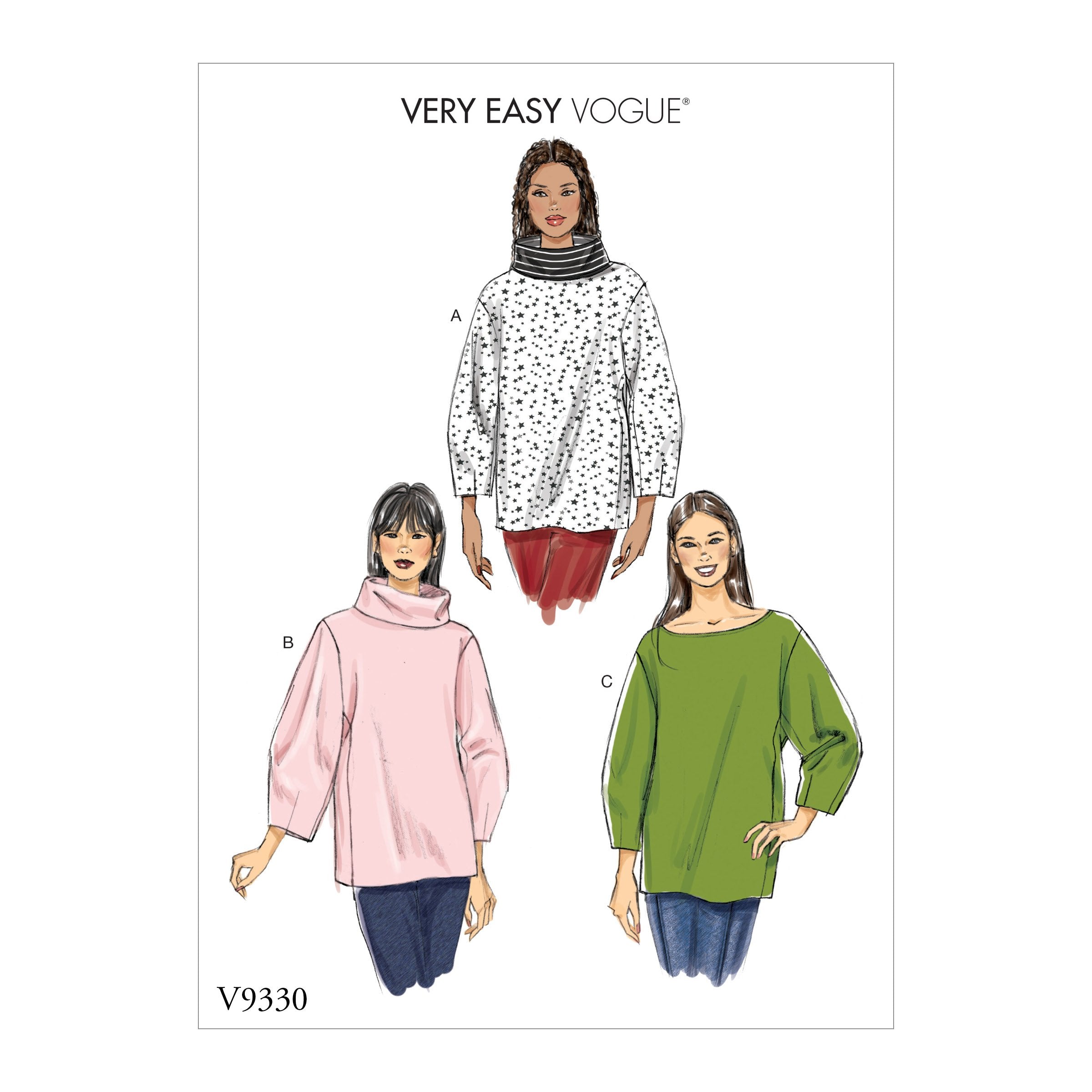 Vogue Pattern 9330 Misses' Top | Very Easy Vogue from Jaycotts Sewing Supplies