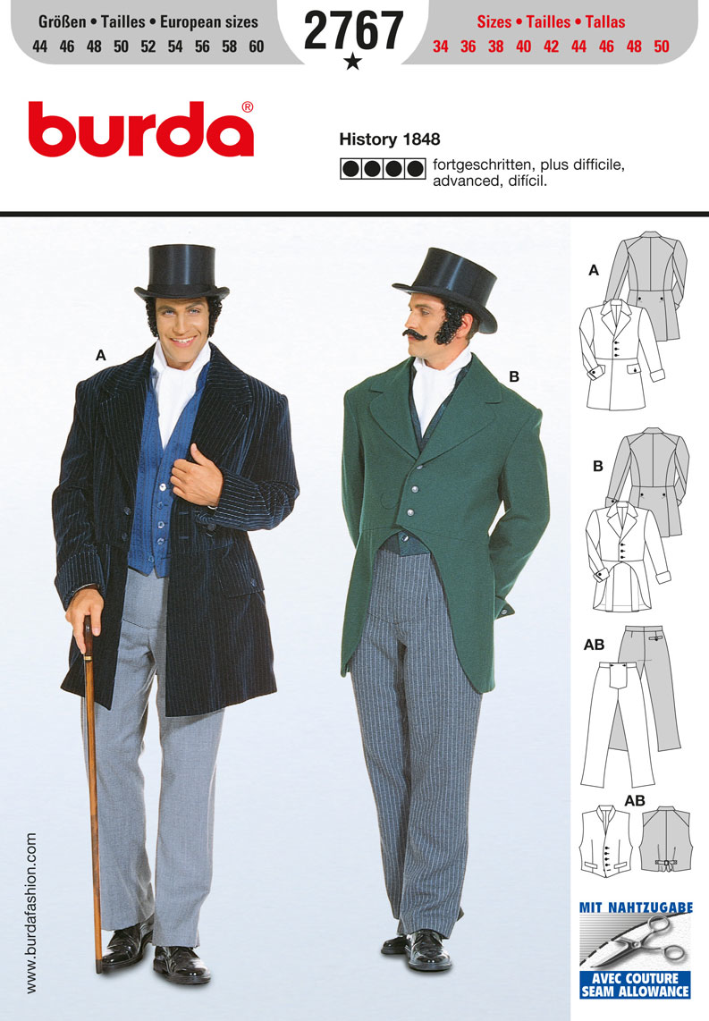 BD2767 Victorian Gentlemen Costume from Jaycotts Sewing Supplies