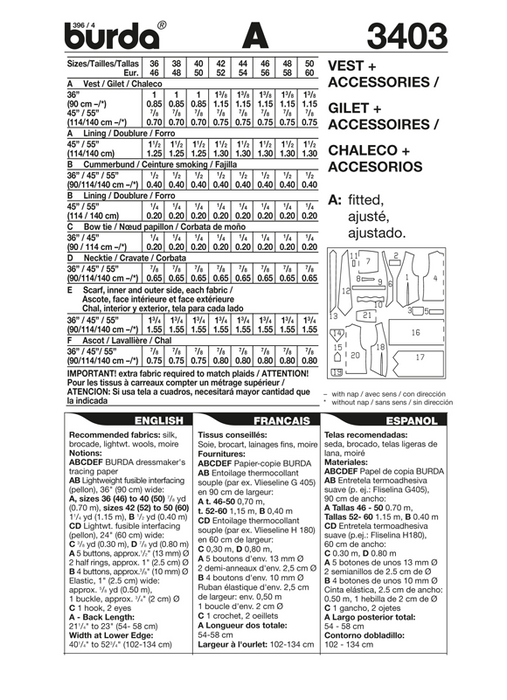 BD3403 Mens' Waistcoat & Accessories from Jaycotts Sewing Supplies