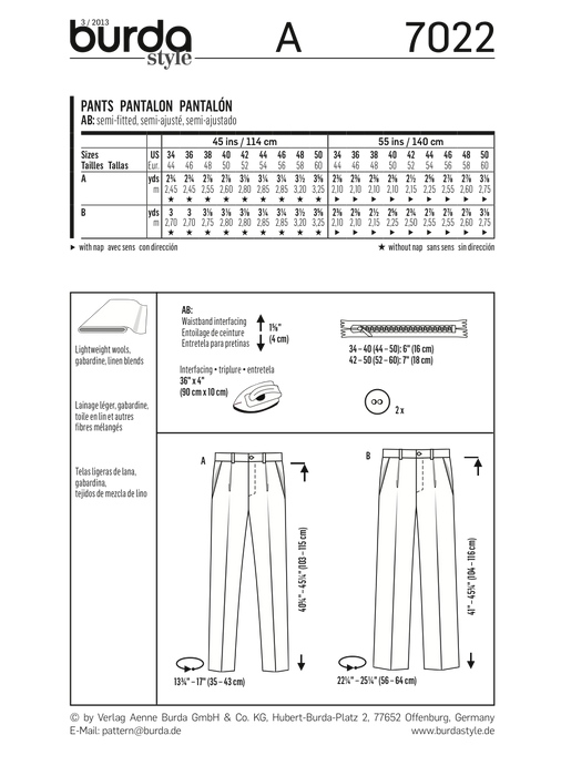 BD7022 Mens' Trousers from Jaycotts Sewing Supplies