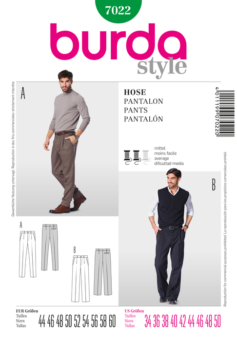 BD7022 Mens' Trousers from Jaycotts Sewing Supplies