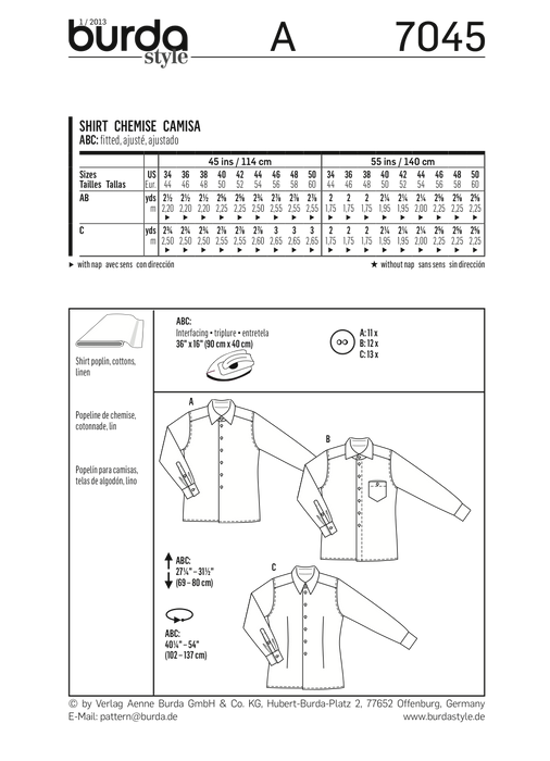 BD7045 Mens' Shirt from Jaycotts Sewing Supplies