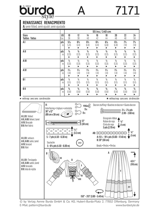 BD7171 Renaissance Costume from Jaycotts Sewing Supplies