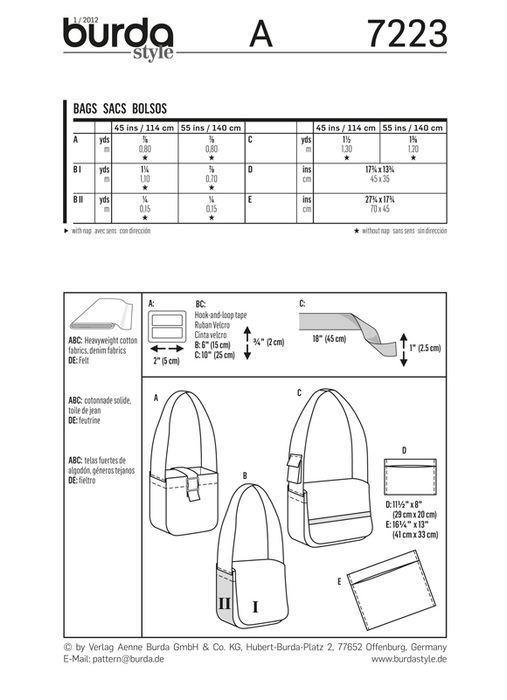 BD7223  Bags | Easy from Jaycotts Sewing Supplies