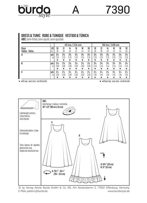 BD7390 Misses Dress & Tunic | Very Easy from Jaycotts Sewing Supplies