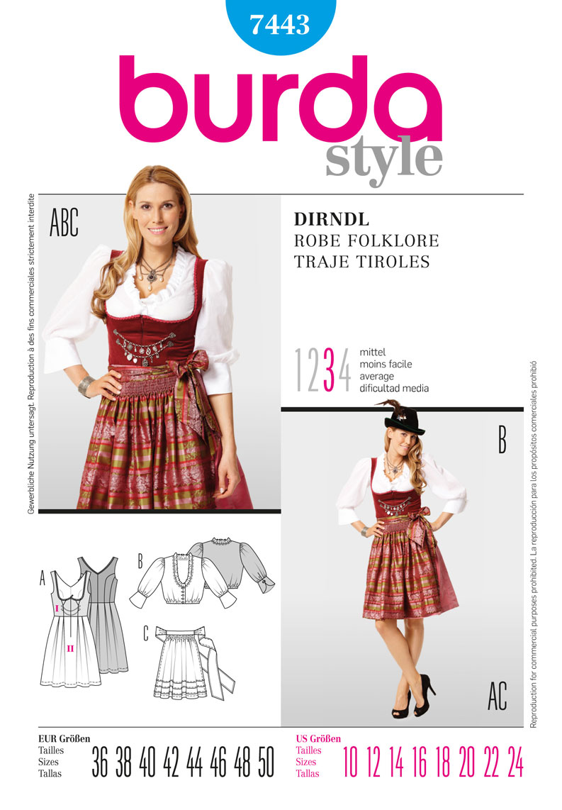 BD7443 Dirndl Dress from Jaycotts Sewing Supplies
