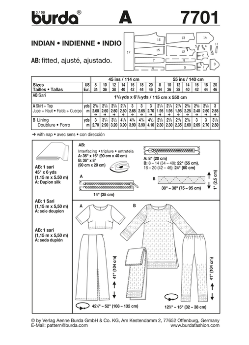 BD7701 Bollywood Costume from Jaycotts Sewing Supplies