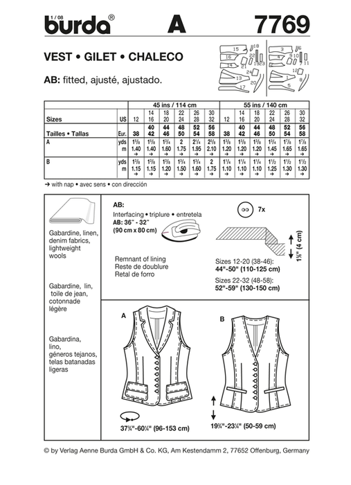 BD7769 Misses' Vest from Jaycotts Sewing Supplies