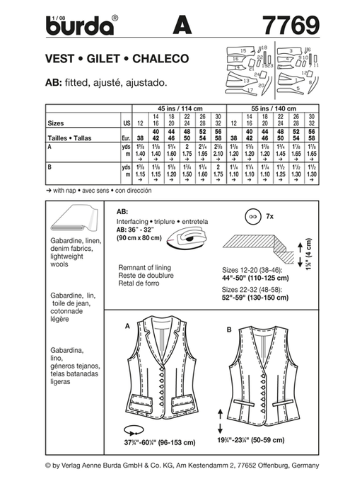 BD7769 Misses' Vest from Jaycotts Sewing Supplies