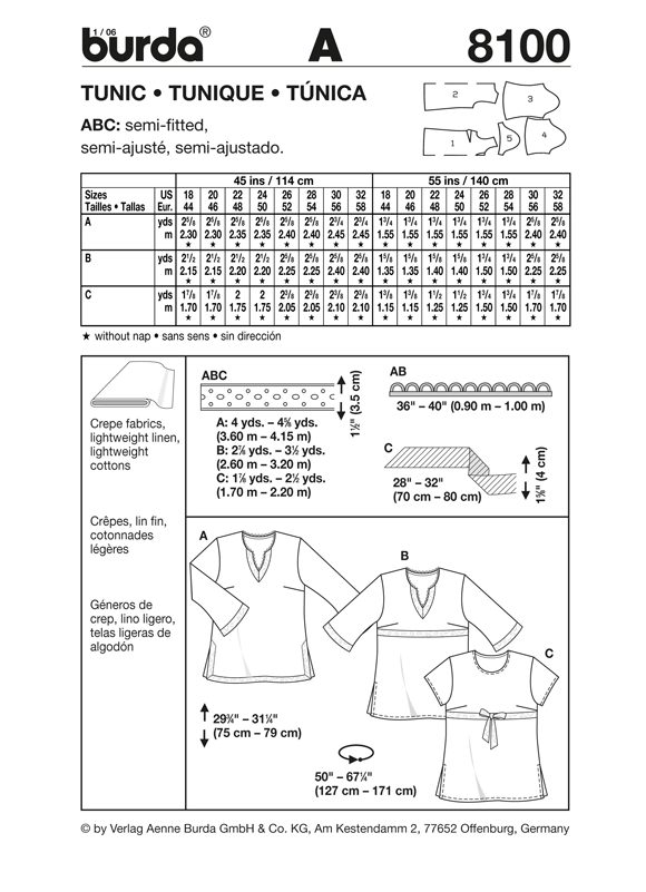 BD8100 Misses' Tunic | Very Easy from Jaycotts Sewing Supplies