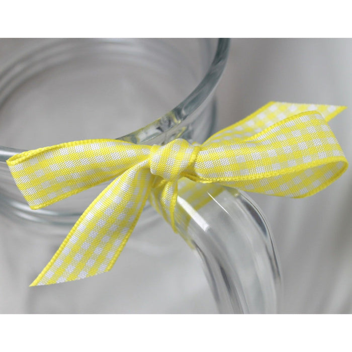 Berisfords Gingham Ribbon Lemon from Jaycotts Sewing Supplies