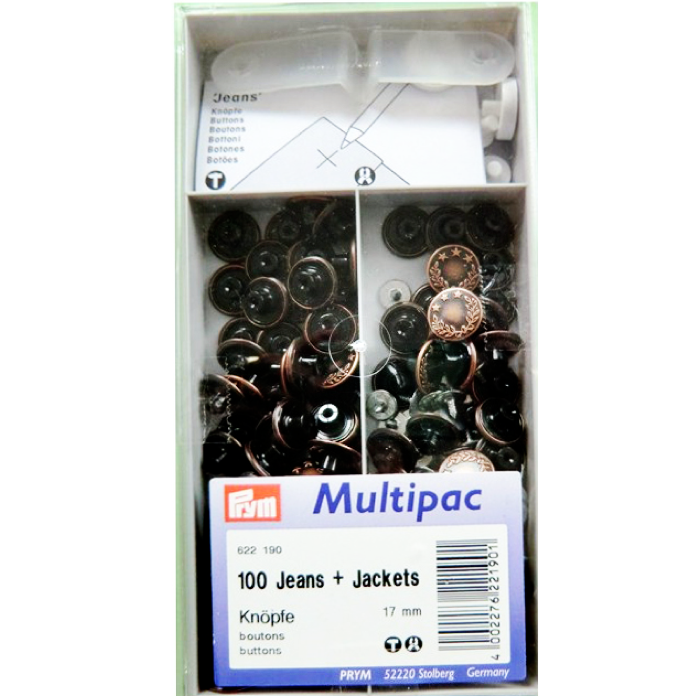 Jeans Buttons Antique Copper 17mm (Non-Sew): Pack of 100 from Jaycotts Sewing Supplies