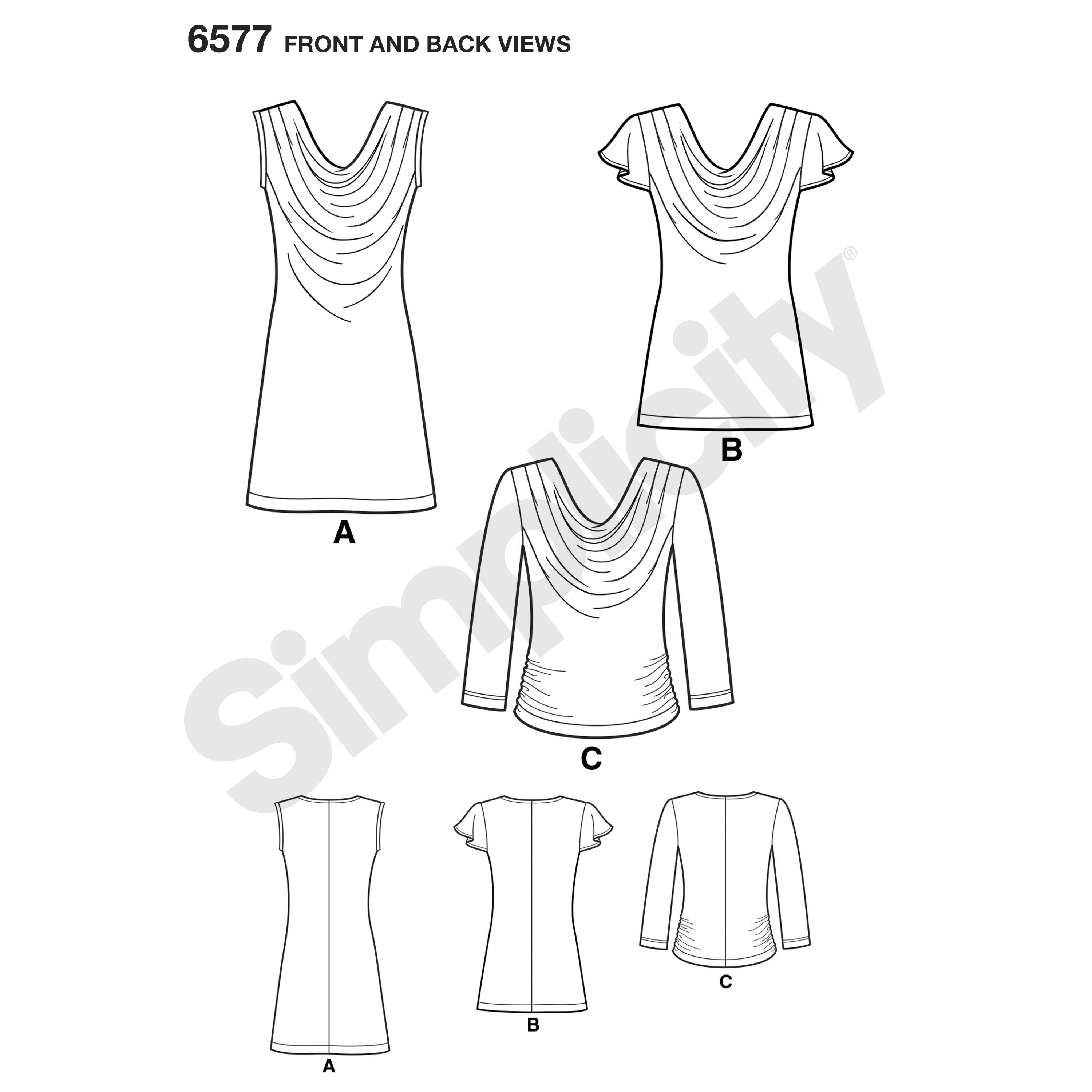 NL6577 Mini dress / Knit Tops sewing pattern from Jaycotts Sewing Supplies