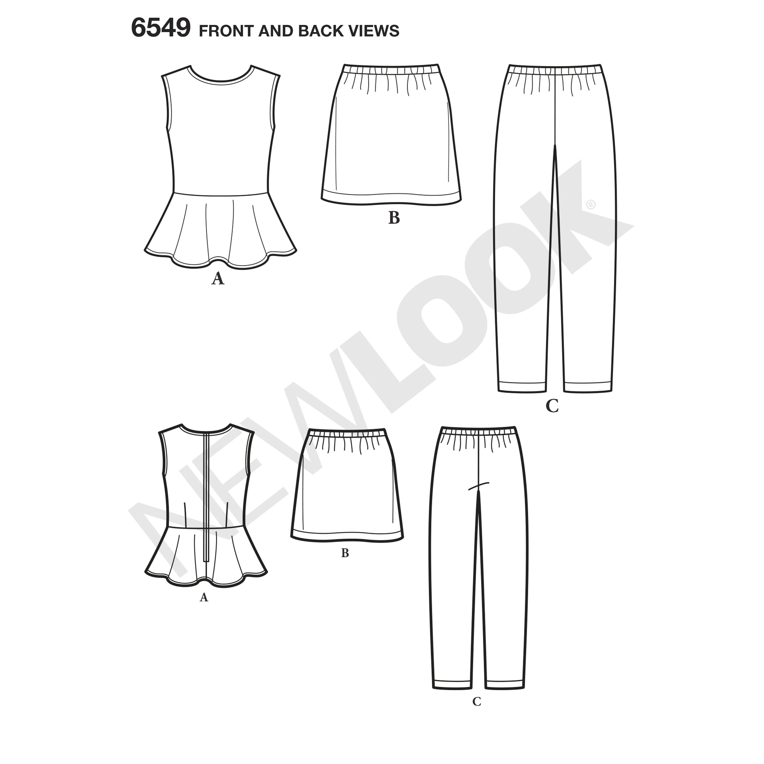 New Look 6549 Girls' Top, Skirt and Trousers Pattern — jaycotts.co.uk ...