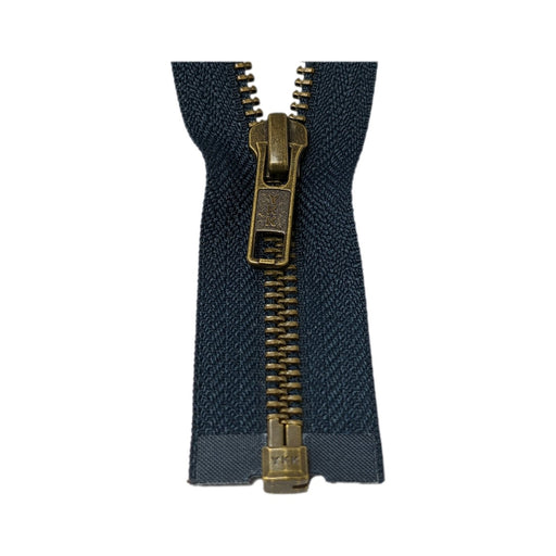 YKK Open End Zip - Medium, Antique Brass colour 560 NAVY from Jaycotts Sewing Supplies