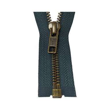 YKK Open End Zip - Medium, Antique Brass Colour 579 Dark Grey from Jaycotts Sewing Supplies