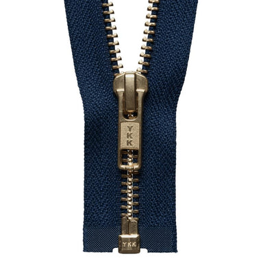 YKK Open End Zip Gold Teeth | Navy from Jaycotts Sewing Supplies