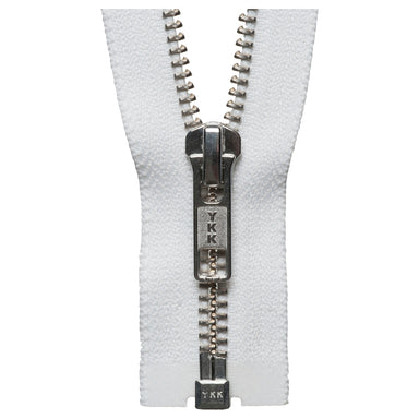 YKK Open End Zip Silver Teeth | WHITE from Jaycotts Sewing Supplies