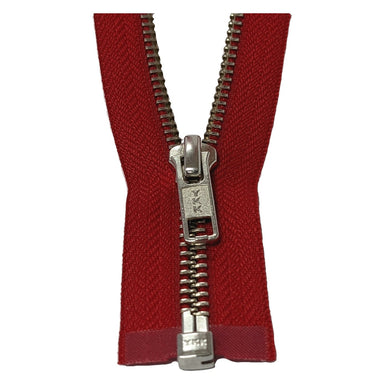 YKK Open End Zip Silver Teeth | Red from Jaycotts Sewing Supplies