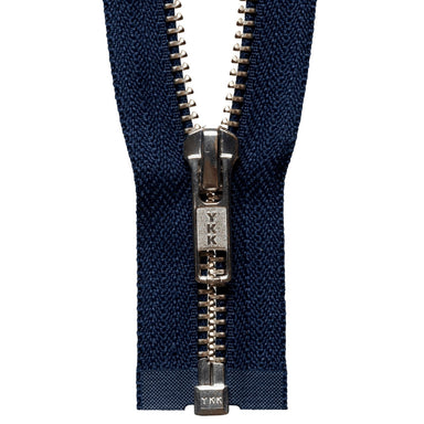 YKK Open End Zip Silver Teeth | Navy from Jaycotts Sewing Supplies