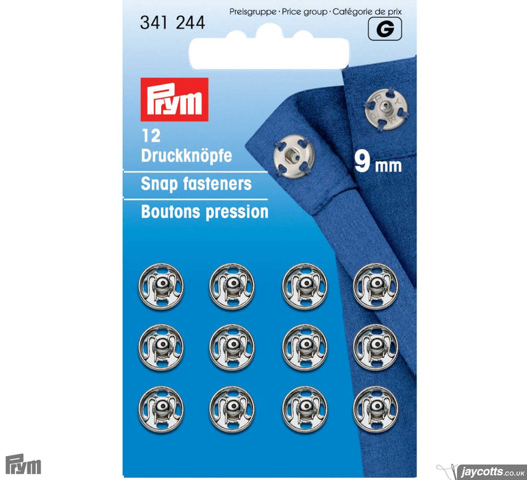 Prym Silver Metal Press Studs, Sew On type from Jaycotts Sewing Supplies