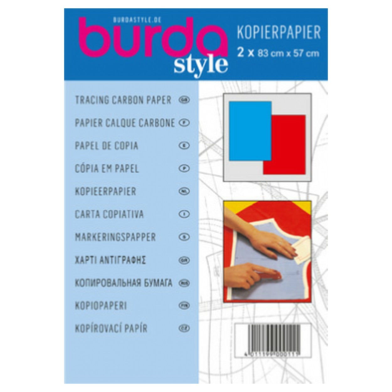 Dressmaker's Carbon Paper by Burda | Blue and Red from Jaycotts Sewing Supplies