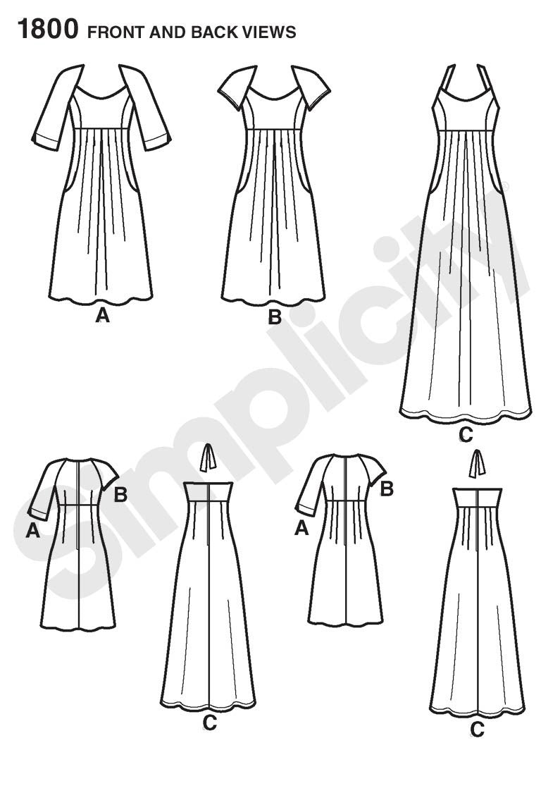 Simplicity Pattern 1800 Misses' & Plus Size dresses from Jaycotts Sewing Supplies