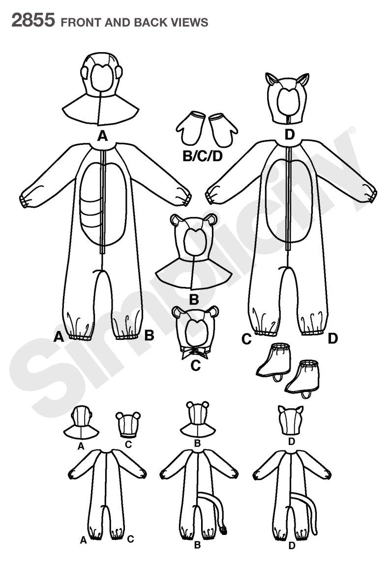 Simplicity 2855 Child's animal costume pattern. from Jaycotts Sewing Supplies