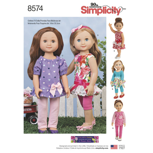 Simplicity Pattern 8574 doll clothes from Jaycotts Sewing Supplies