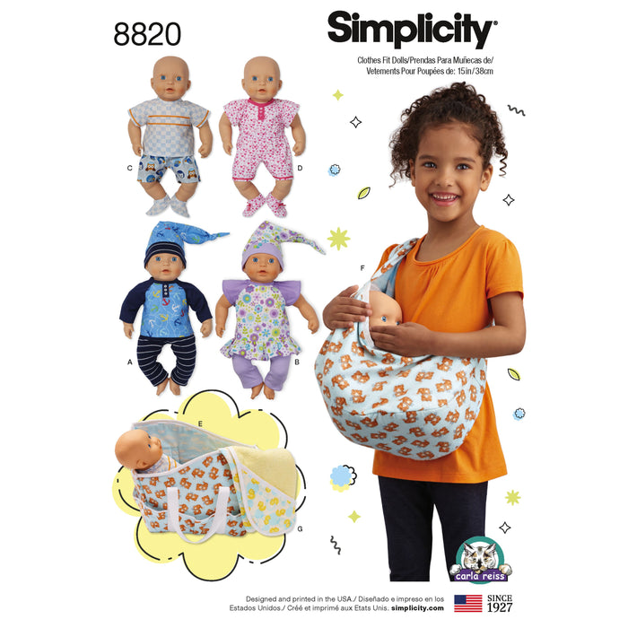 Simplicity Pattern 8820 doll clothes and accessories from Jaycotts Sewing Supplies