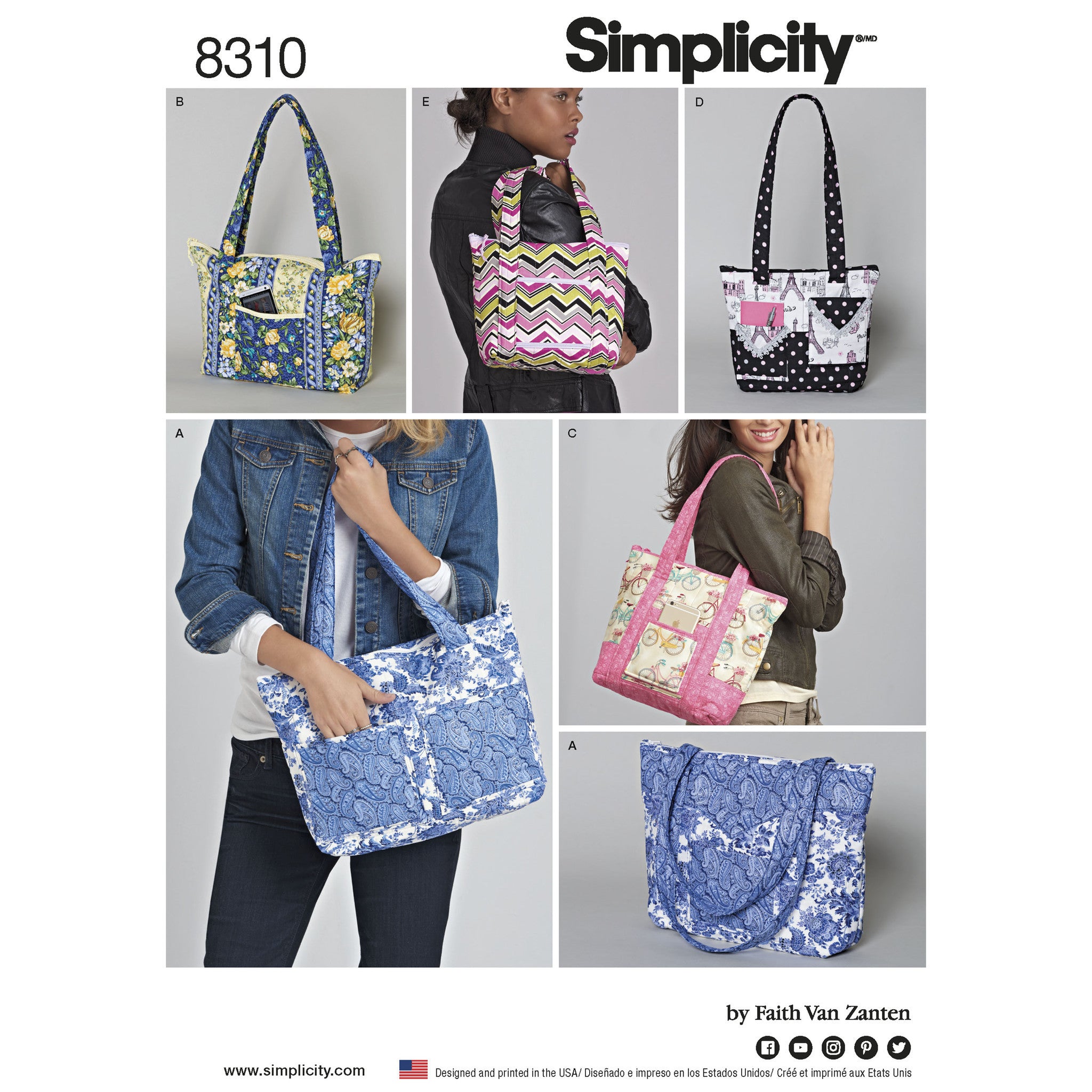 Market Tote Bags Simplicity Sewing Pattern 9298. One Size.