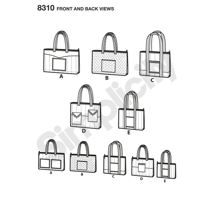 Simplicity Pattern 8310 quilted bags in three-sizes from Jaycotts Sewing Supplies