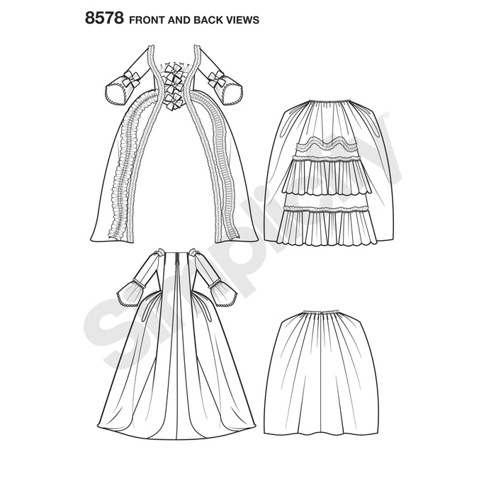 Simplicity Pattern 8578 18th century costume gown from Jaycotts Sewing Supplies