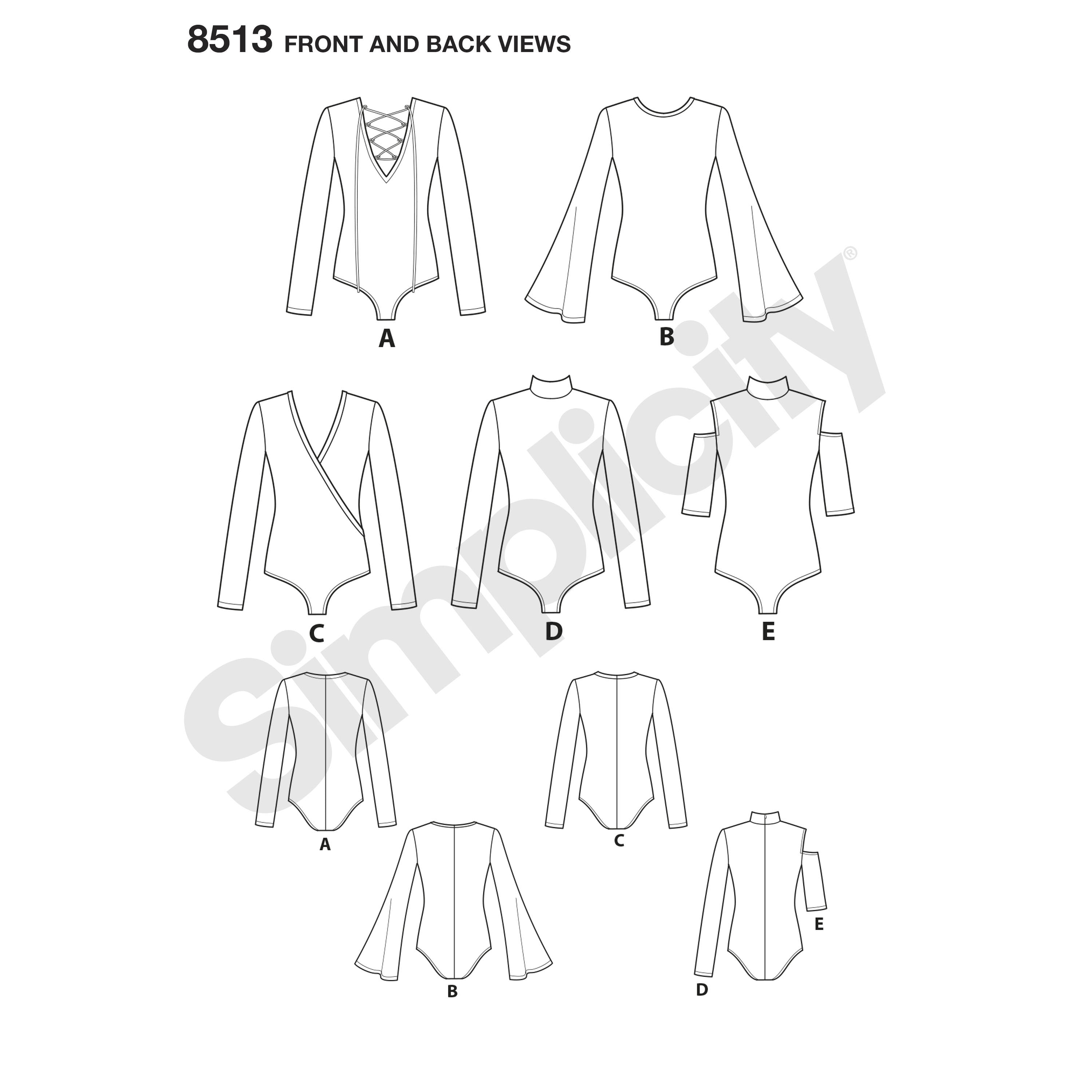 Simplicity Pattern 8513 misses knit bodysuits from Jaycotts Sewing Supplies