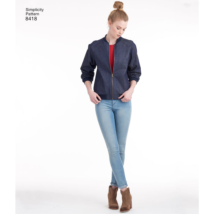 Simplicity Pattern 8418 misses lined bomber jacket from Jaycotts Sewing Supplies