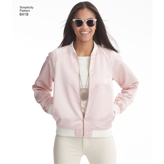 Simplicity Pattern 8418 misses lined bomber jacket from Jaycotts Sewing Supplies