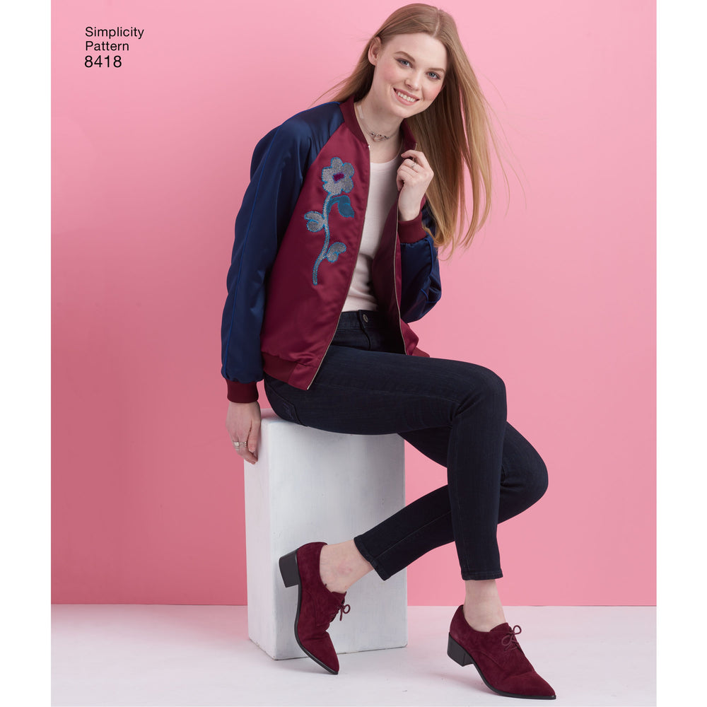 Simplicity Pattern 8418 misses lined bomber jacket from Jaycotts Sewing Supplies
