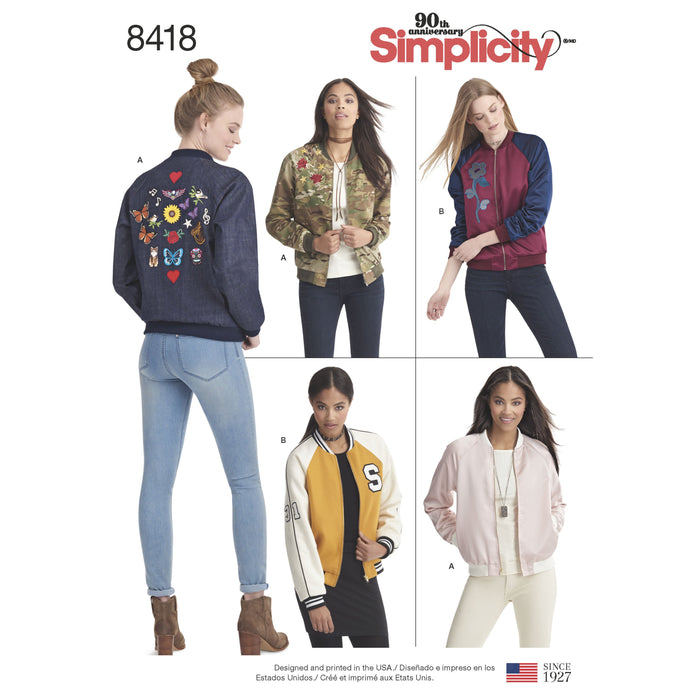 Simplicity Pattern 8418 misses lined bomber jacket from Jaycotts Sewing Supplies