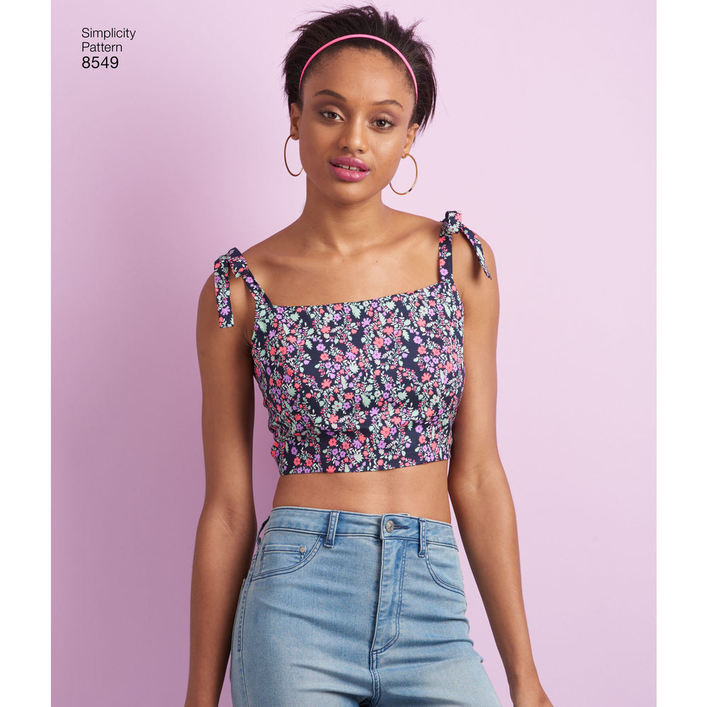Simplicity Pattern 8549 knit or woven bra tops —