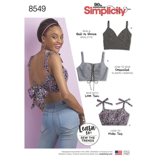 Simplicity Pattern 8549 knit or woven bra tops from Jaycotts Sewing Supplies