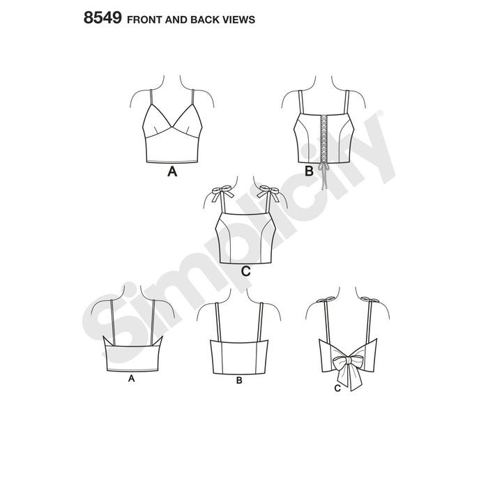 Simplicity Pattern 8549 knit or woven bra tops from Jaycotts Sewing Supplies