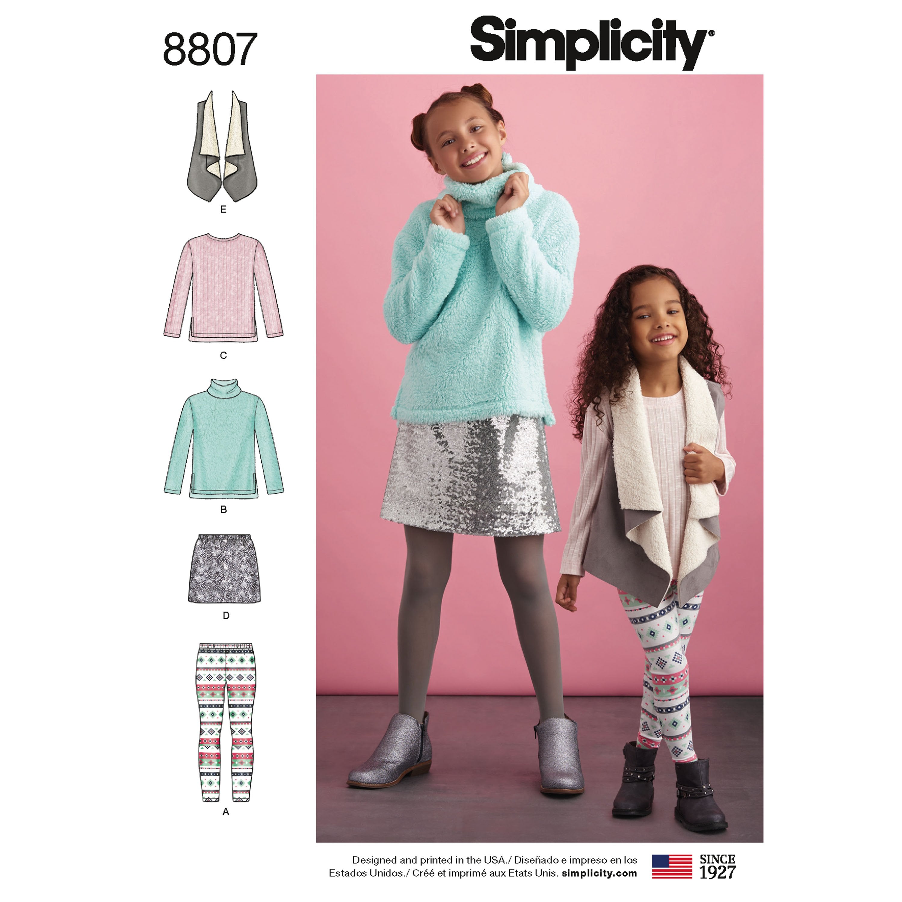 Simplicity Pattern 8807  vest, leggings, mini skirt and sweate from Jaycotts Sewing Supplies