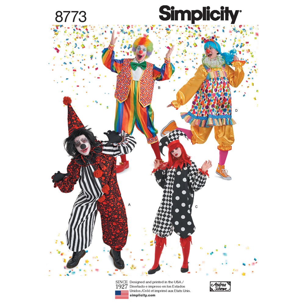Simplicity Pattern 8773 traditional clown costume from Jaycotts Sewing Supplies