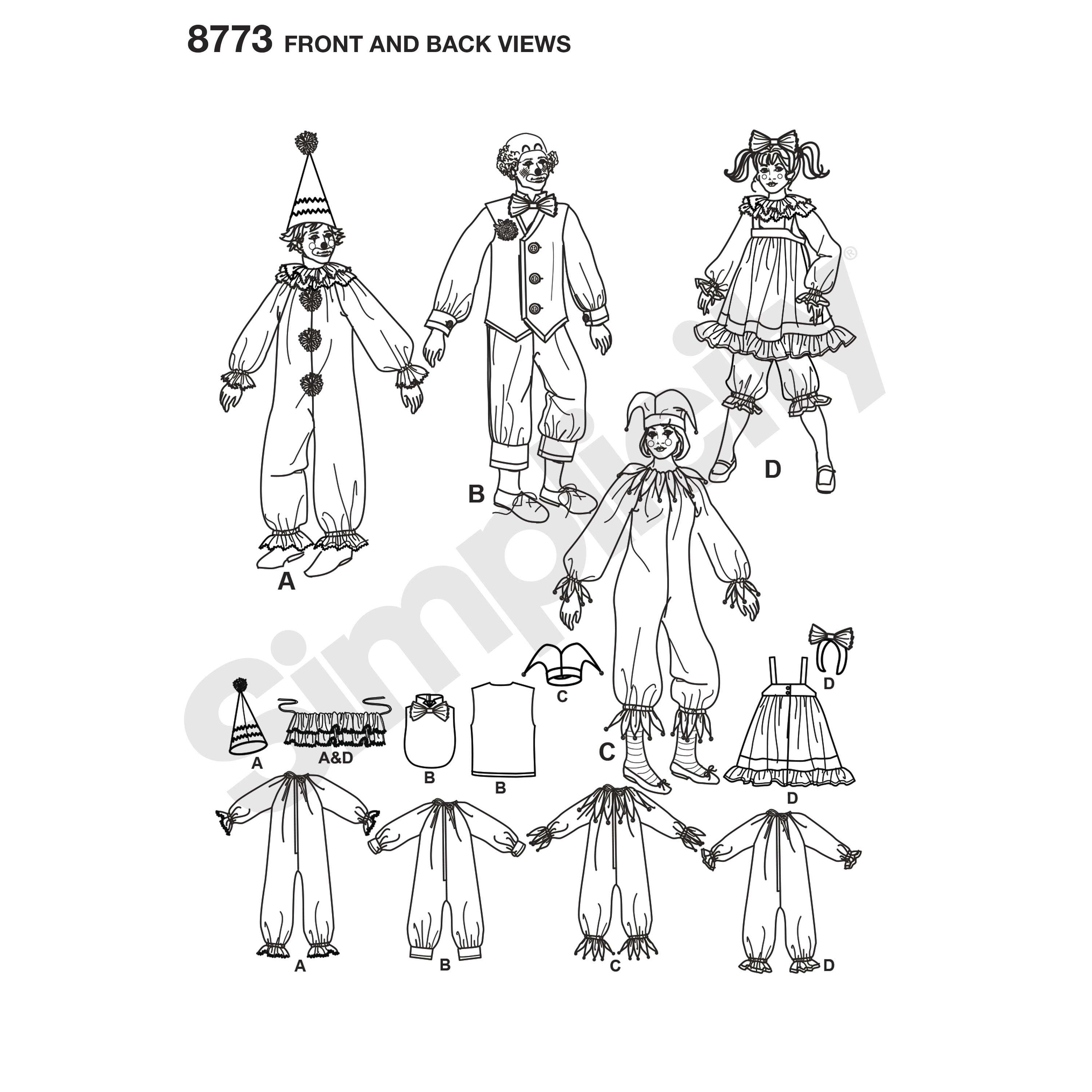 Simplicity Pattern 8773 traditional clown costume from Jaycotts Sewing Supplies