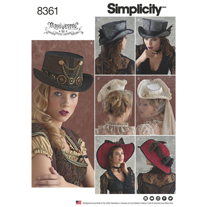 Simplicity Pattern 8361 hats in three sizes from Jaycotts Sewing Supplies