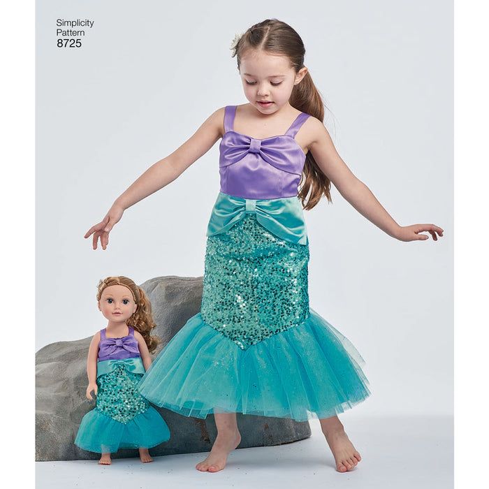 Simplicity Pattern 8725 childs and18 doll costumes —