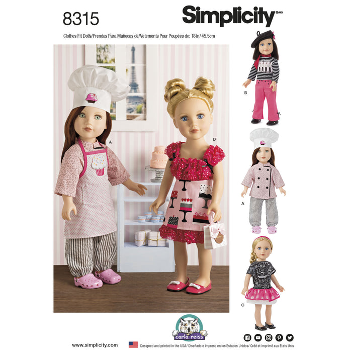 Simplicity Pattern 8315 18"chef doll clothes from Jaycotts Sewing Supplies