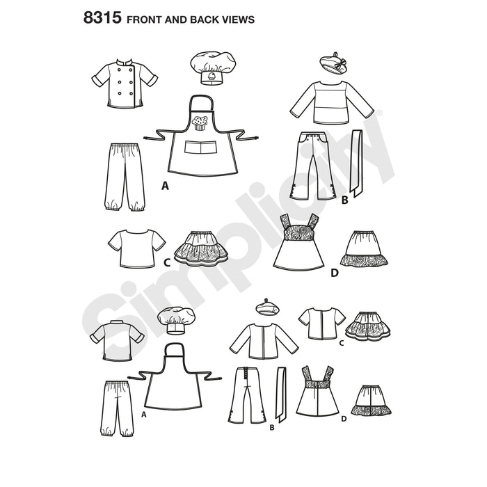 Simplicity Pattern 8315 18"chef doll clothes from Jaycotts Sewing Supplies