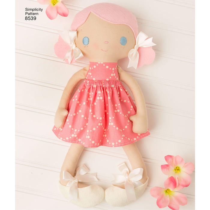 Simplicity Pattern 8539 stuffed dolls and clothes from Jaycotts Sewing Supplies